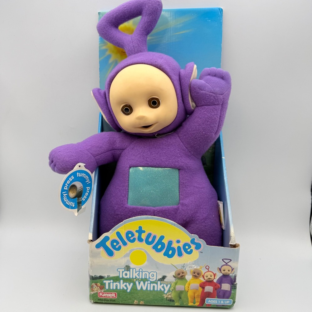 Vintage 1998 Playskool Teletubbies Talking Tinky Winky Purple Plush Toy In Box